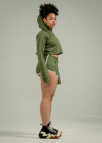 Olive Green Single Jersey Track Short Set