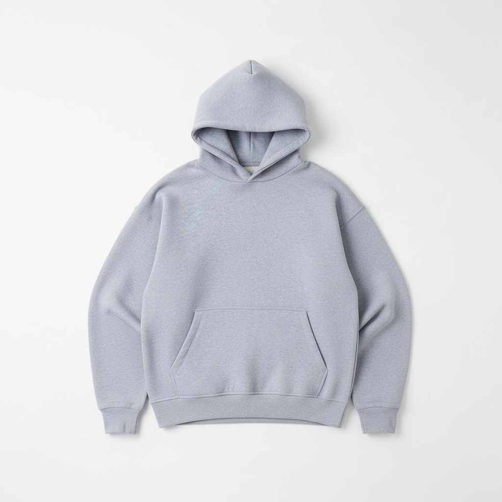 14 OZ Gray Oversized Heavyweight Fleece Hooded Sweatshirt