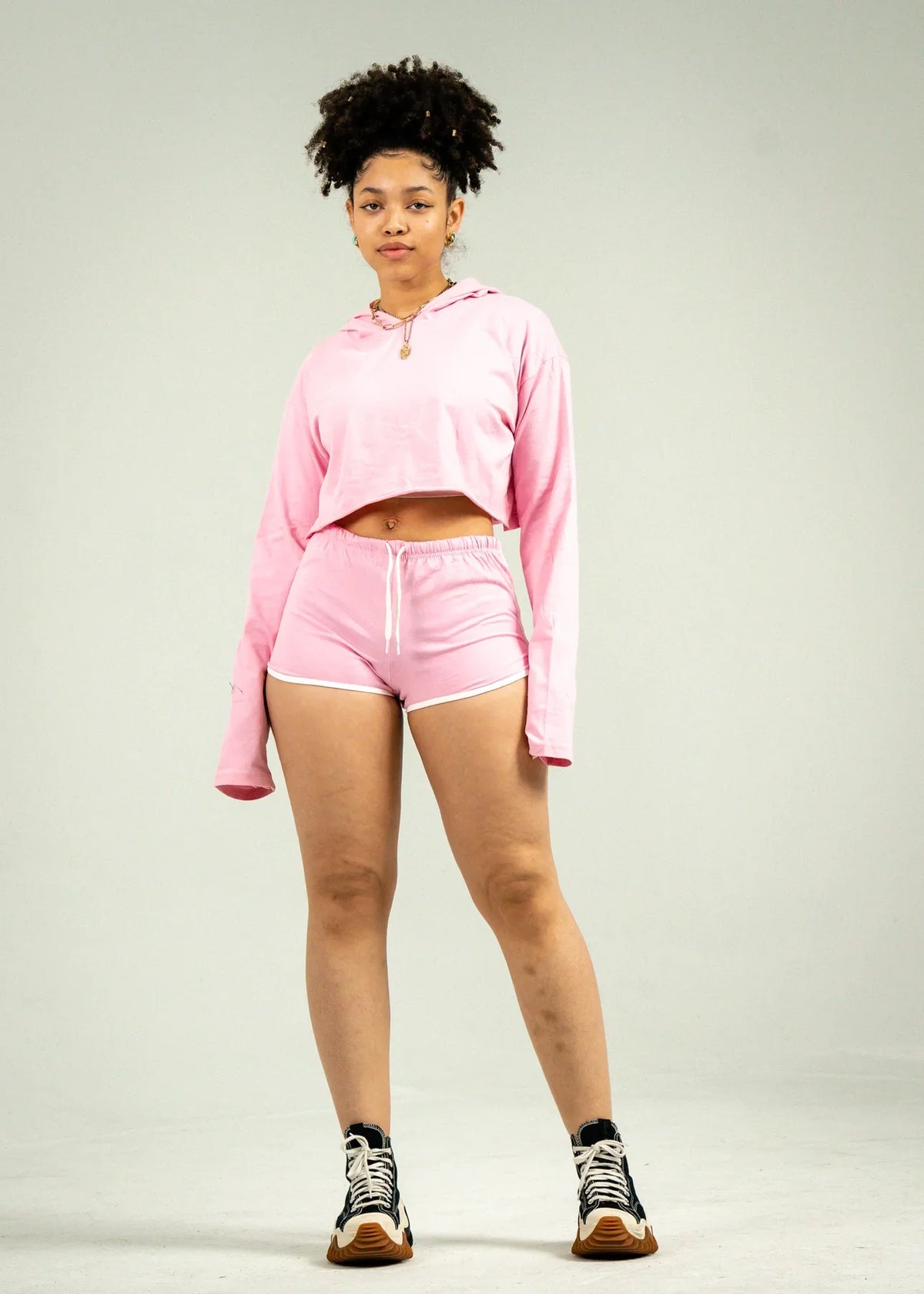 Light Pink Single Jersey Track Short Set