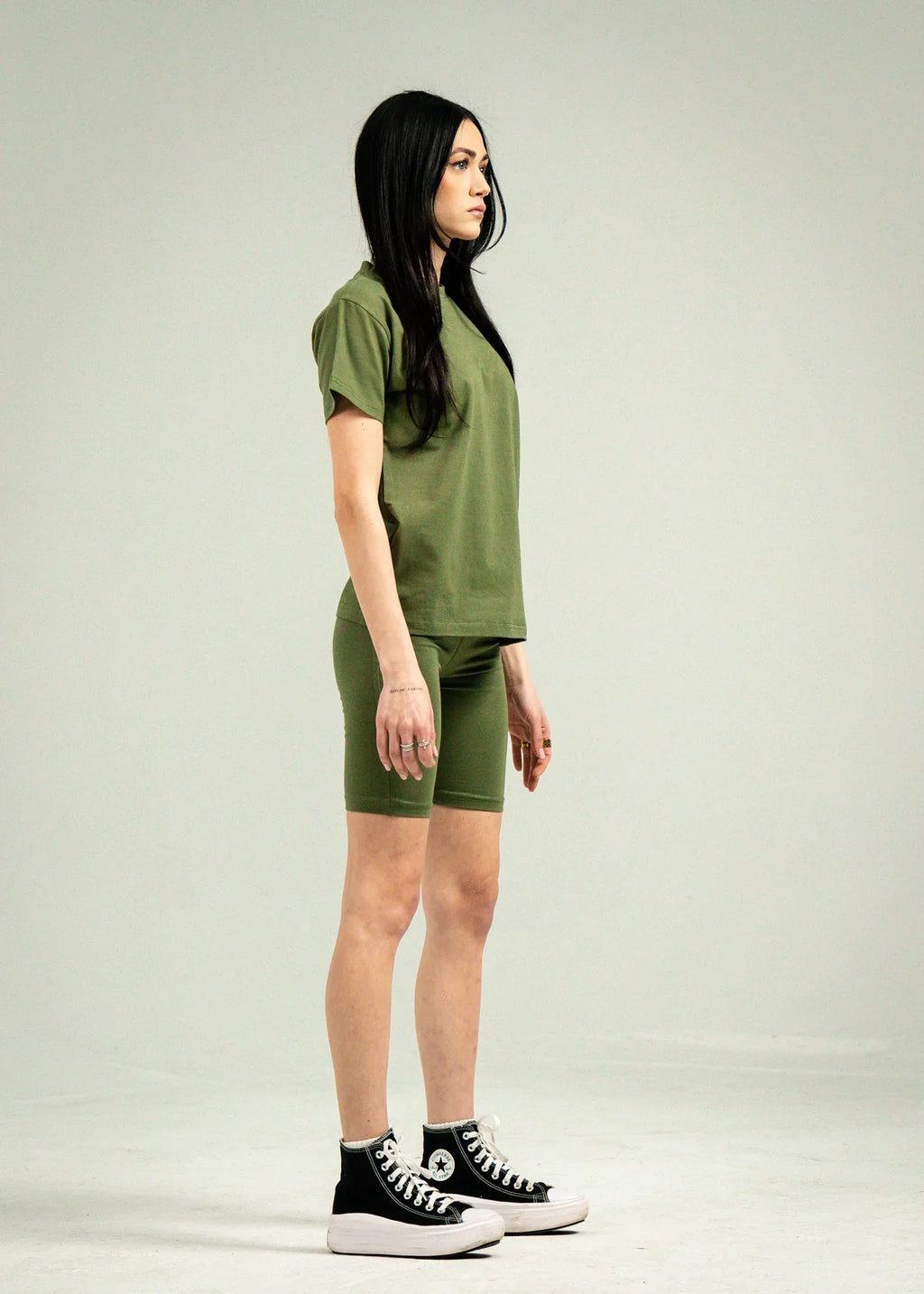Olive Green Biker Short Set