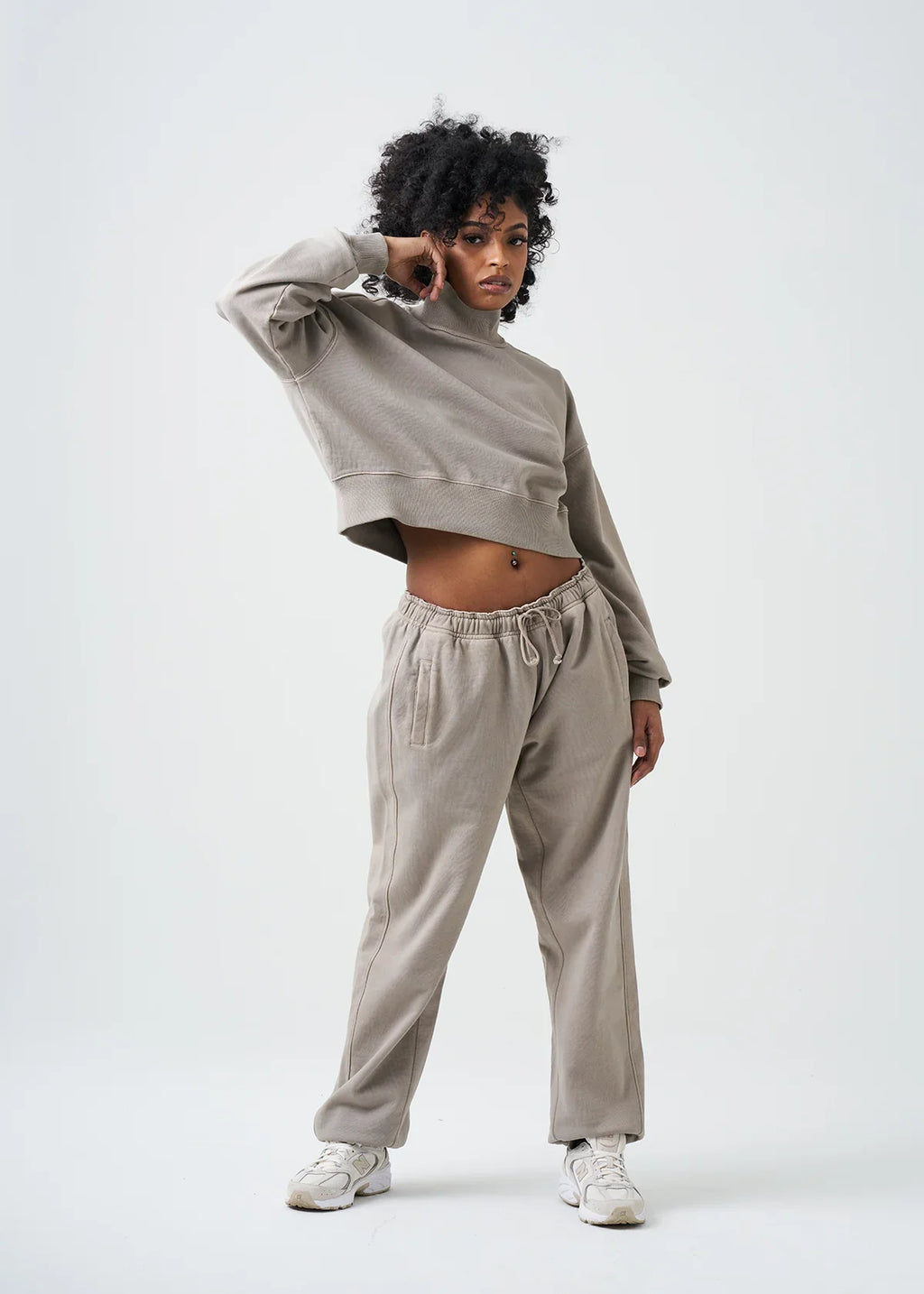 Pigment Stone 14 Ounce French Terry Garment Dyed Mock Neck Sweatsuit