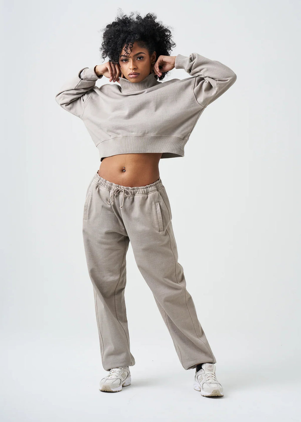 Pigment Stone 14 Ounce French Terry Garment Dyed Mock Neck Sweatsuit