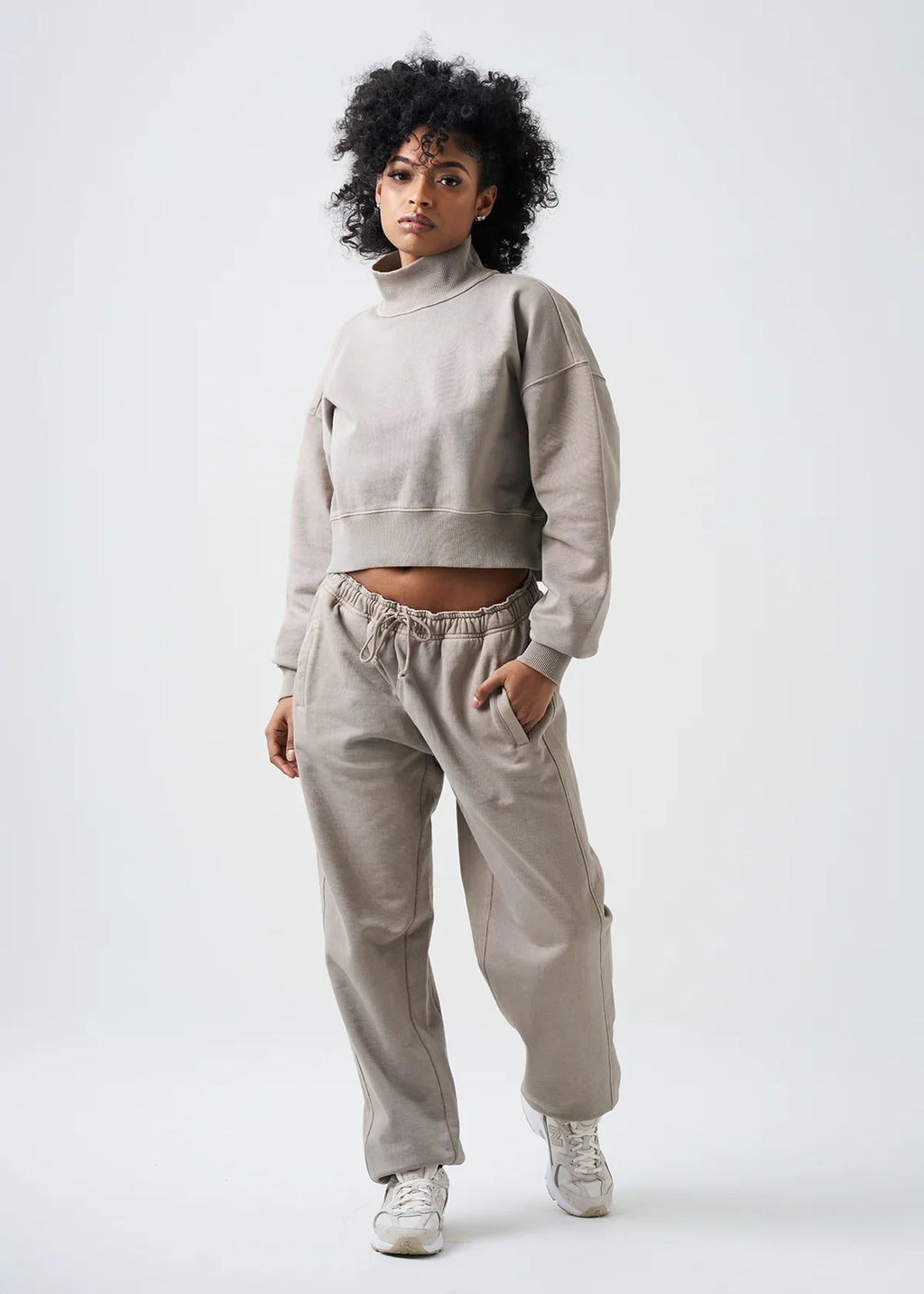 Pigment Stone 14 Ounce French Terry Garment Dyed Mock Neck Sweatsuit