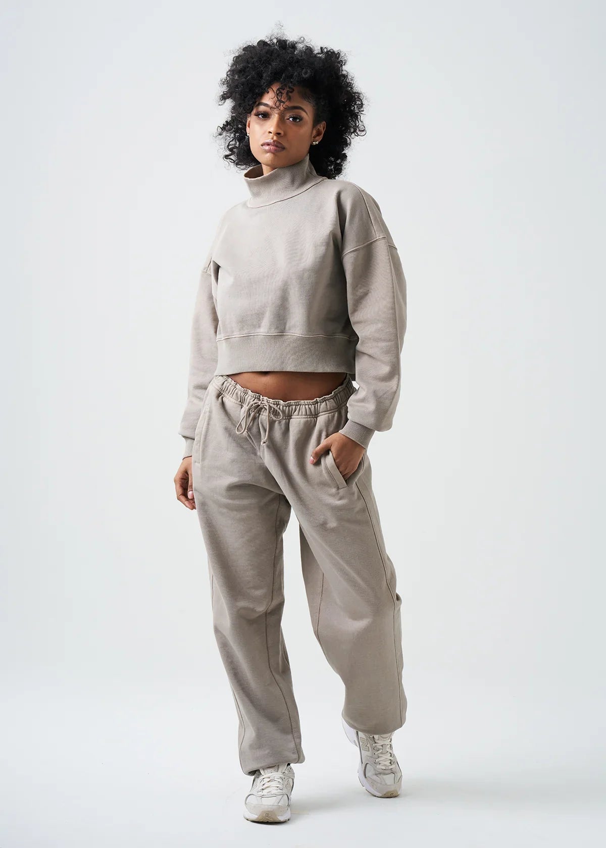 Pigment Stone 14 Ounce French Terry Garment Dyed Mock Neck Sweatsuit