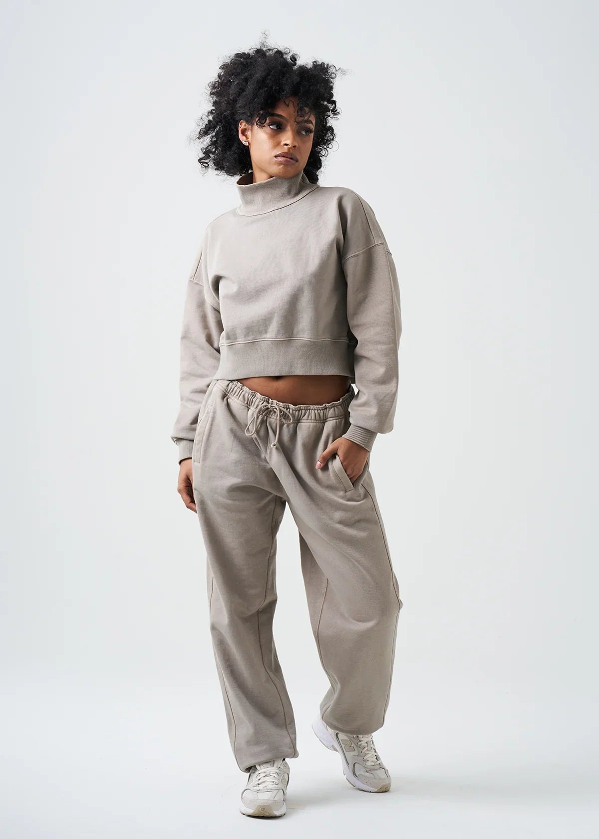 Pigment Stone 14 Ounce French Terry Garment Dyed Mock Neck Sweatsuit
