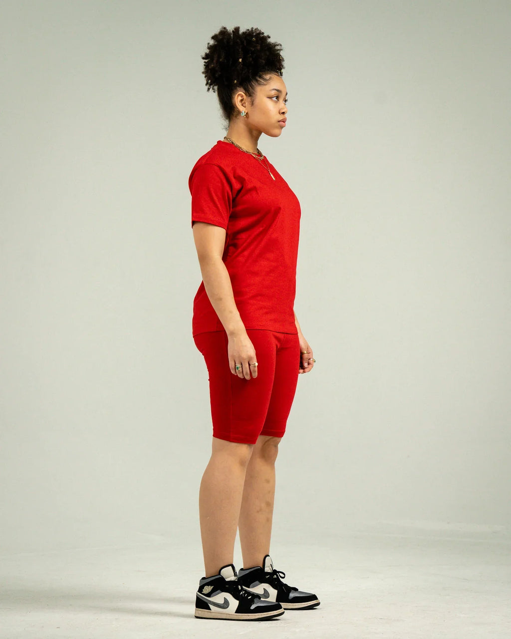 Red Biker Short Set
