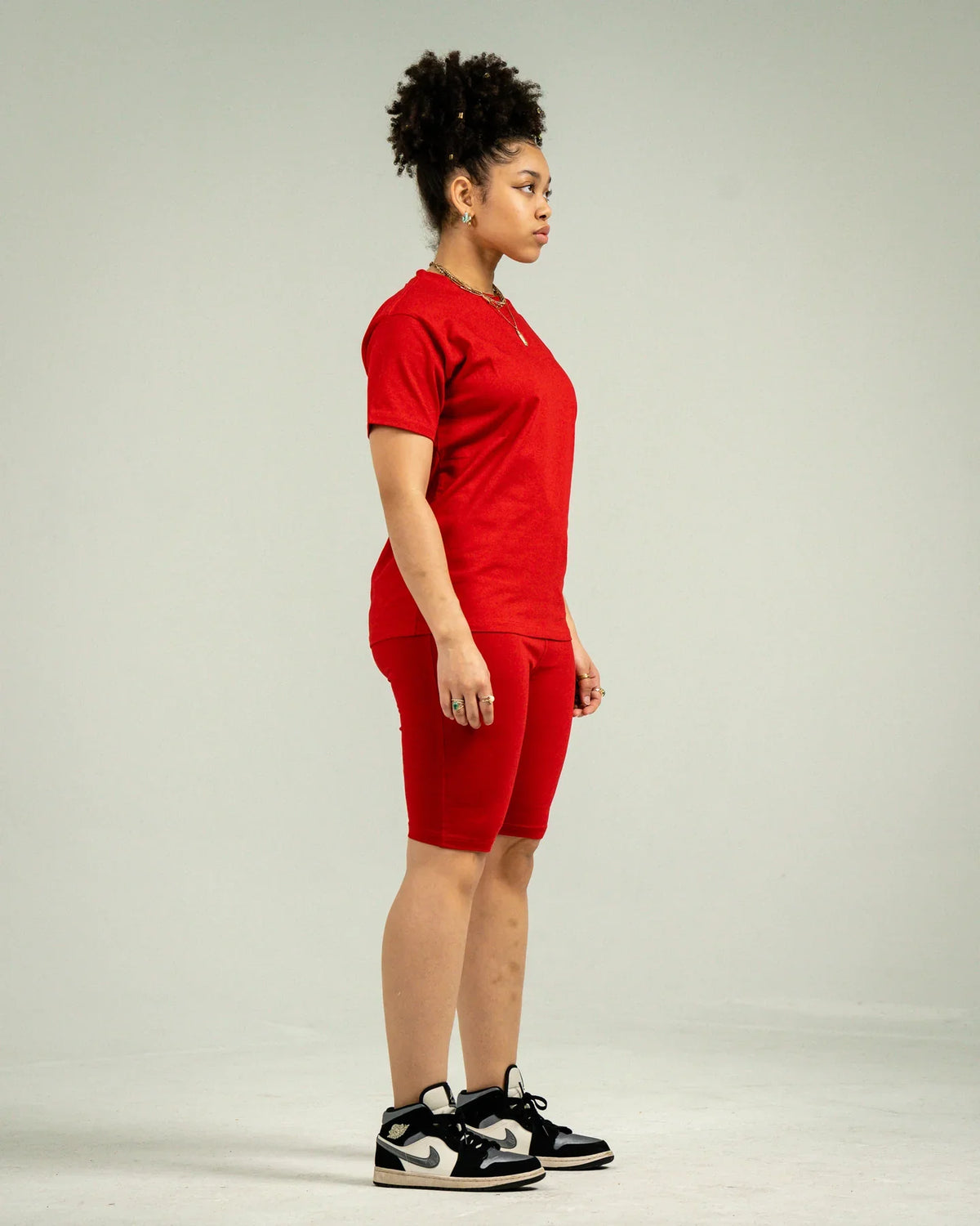 Red Biker Short Set