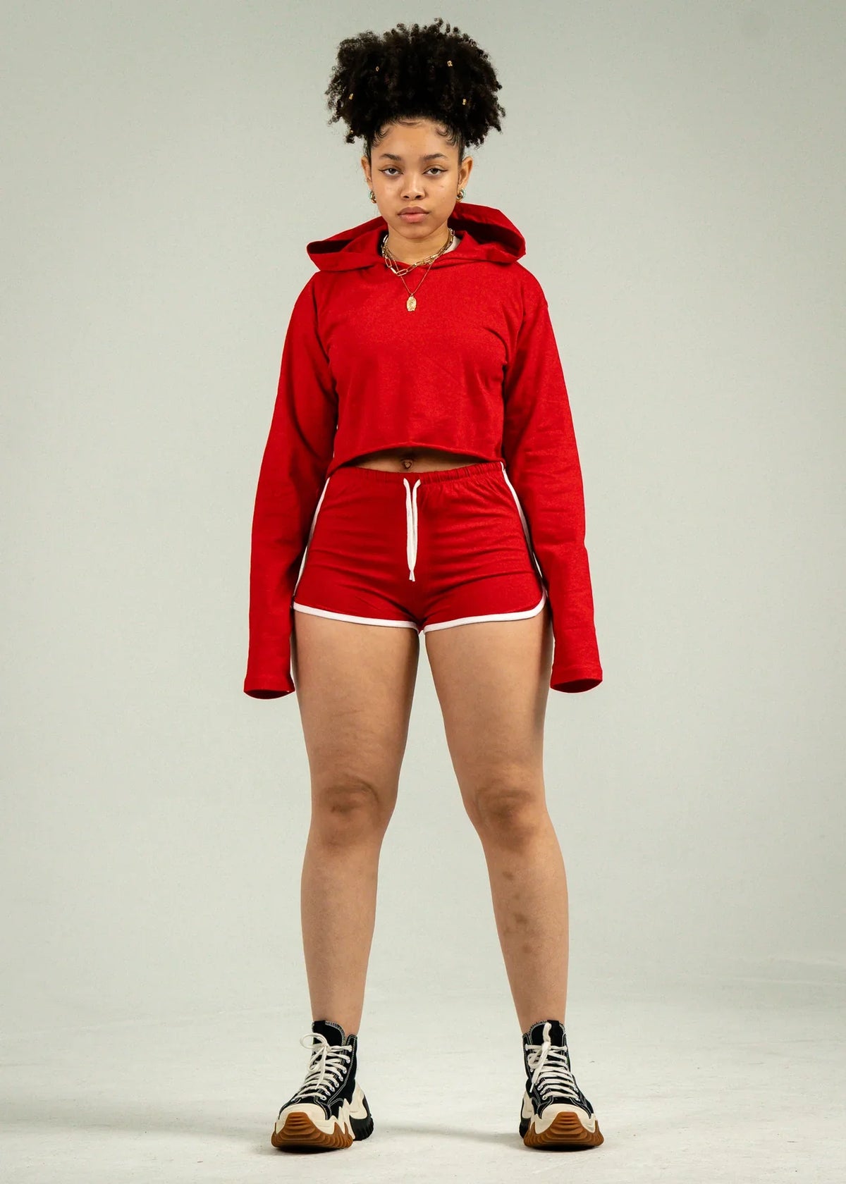 Red Single Jersey Track Short Set