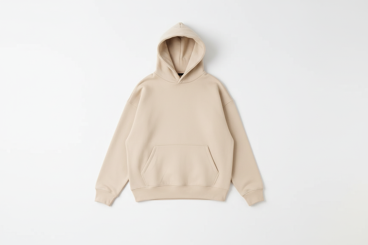 14 OZ Sand Oversized Heavyweight Fleece Hooded Sweatshirt