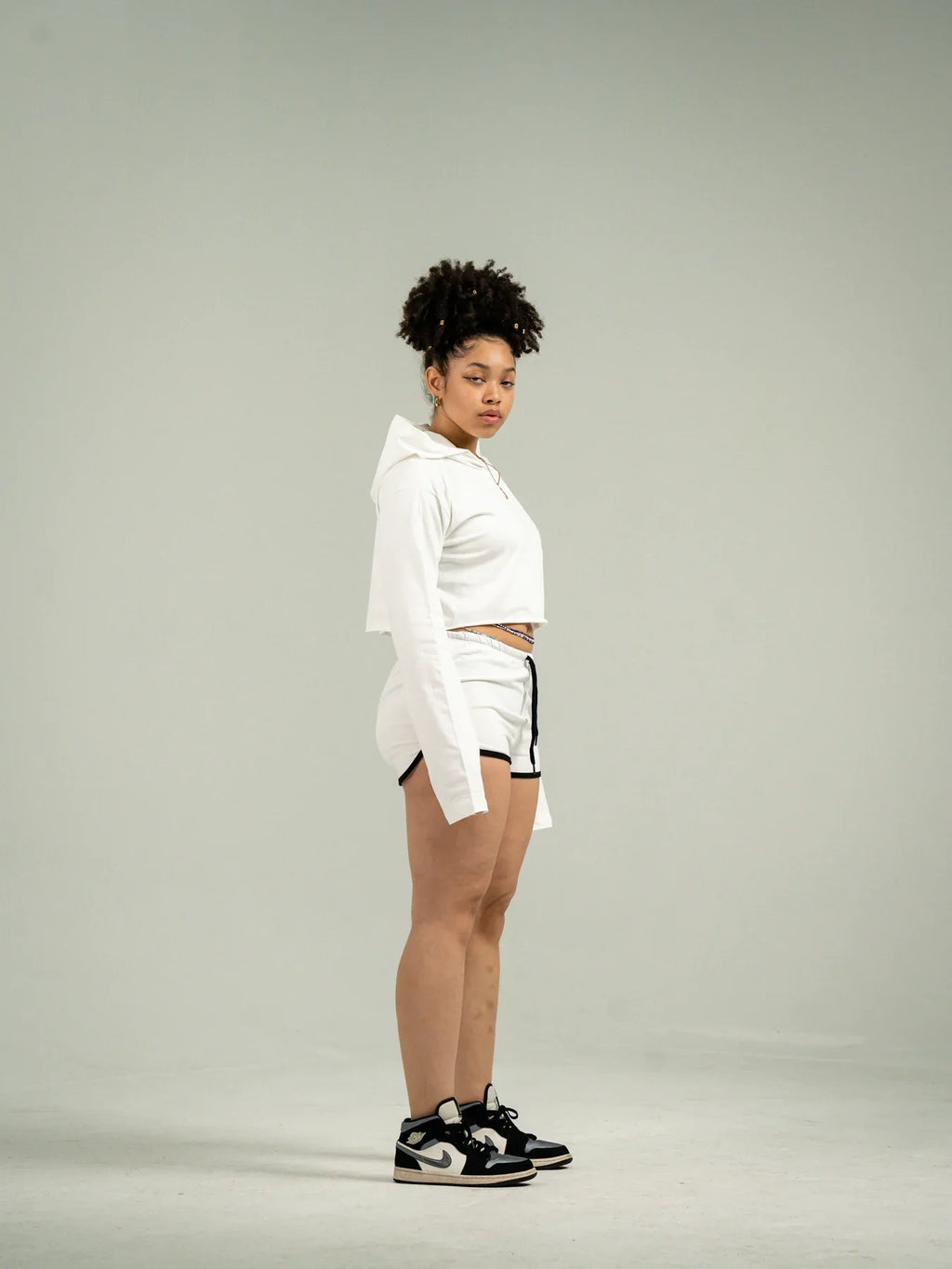 White Single Jersey Track Short Set
