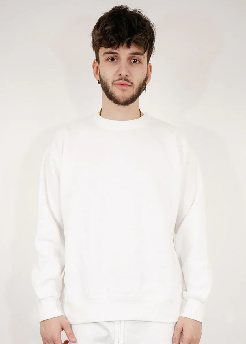 White Heavy Blend Fleece Crew Neck Sweatshirt