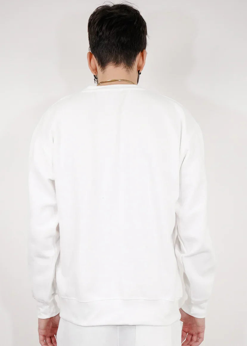 White Heavy Blend Fleece Crew Neck Sweatshirt